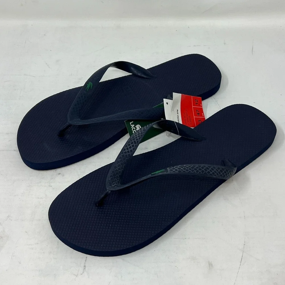 Lacoste Flip‎ Flop Beach Sandals Black with Logo Men's US Size 13 VTG NWT